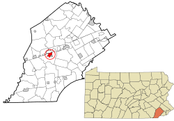 Chester County Pennsylvania incorporated and unincorporated areas South Coatesville highlighted
